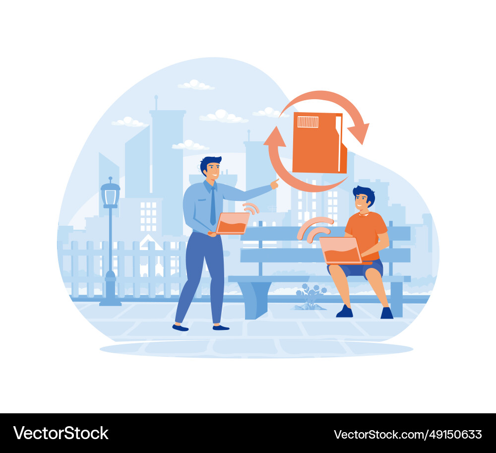 Transfer of documentation migration concept Transfer of documentation migration concept vector image