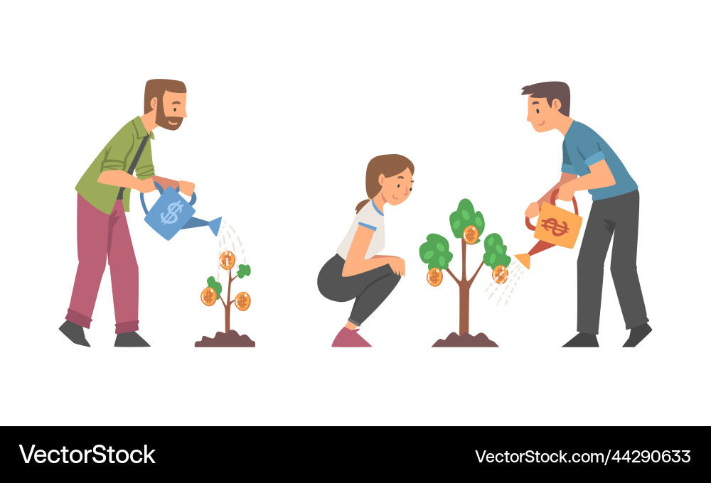 Volunteers planting trees in park or garden Volunteers planting trees in park or garden vector image
