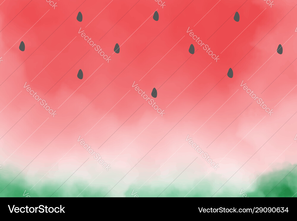 Aquarell Rote Wassermelone Slice Vektorbild