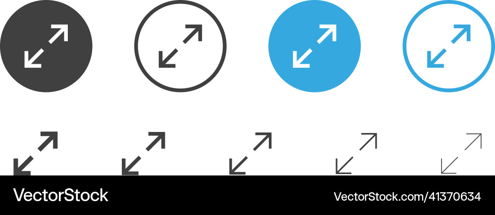 Arrow maximize icon two arrows expand icons vector image