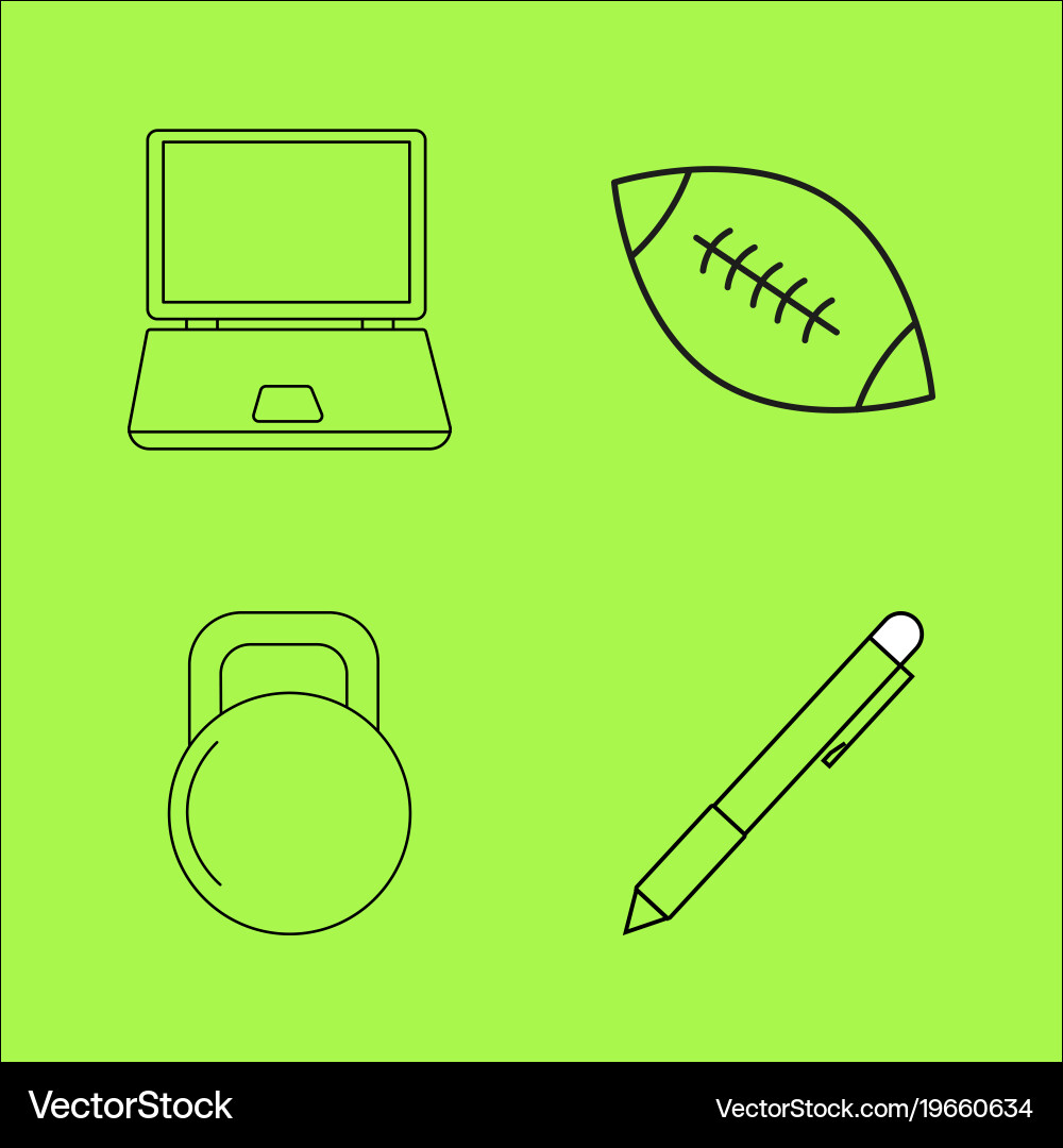 Basic content simple linear outline icon set vector image