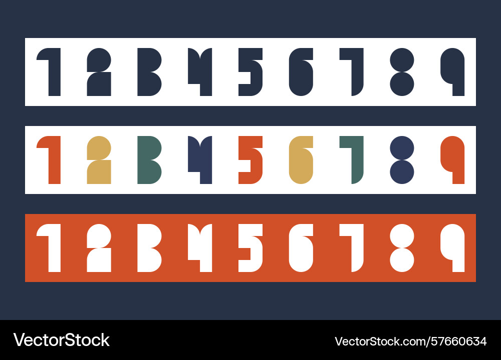 Bauhaus style number set in three color Bauhaus style number set in three color Vector Image