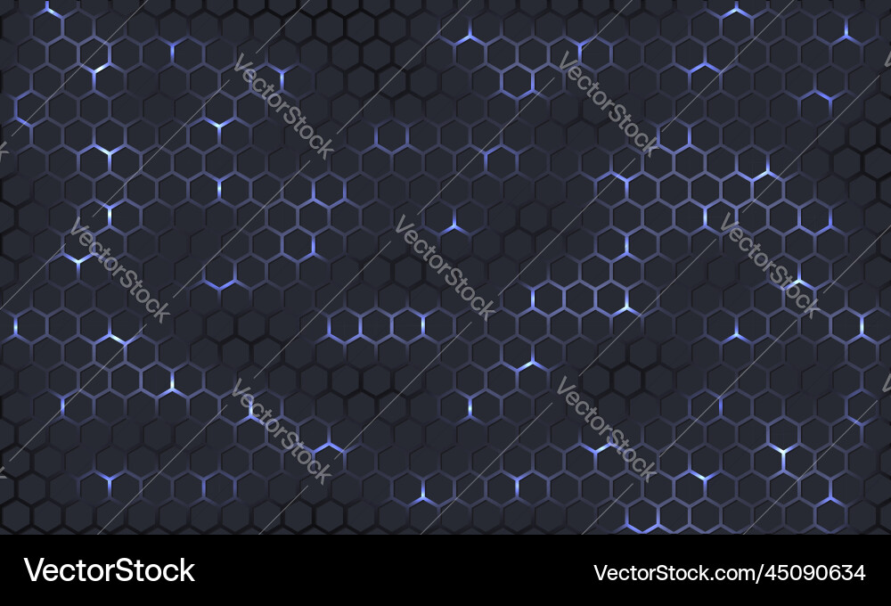 Dark Hexagonal Tech Grid vector image