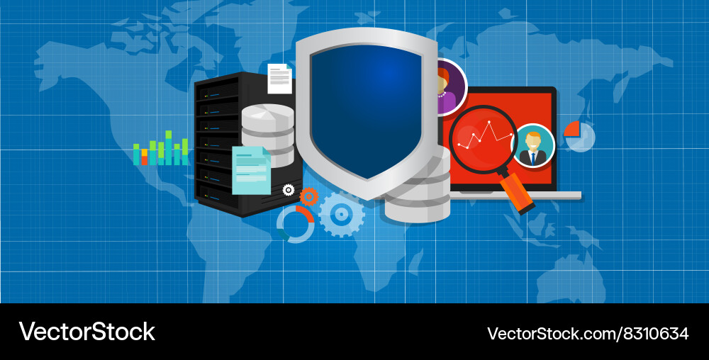 Data protection database security internet shield vector image