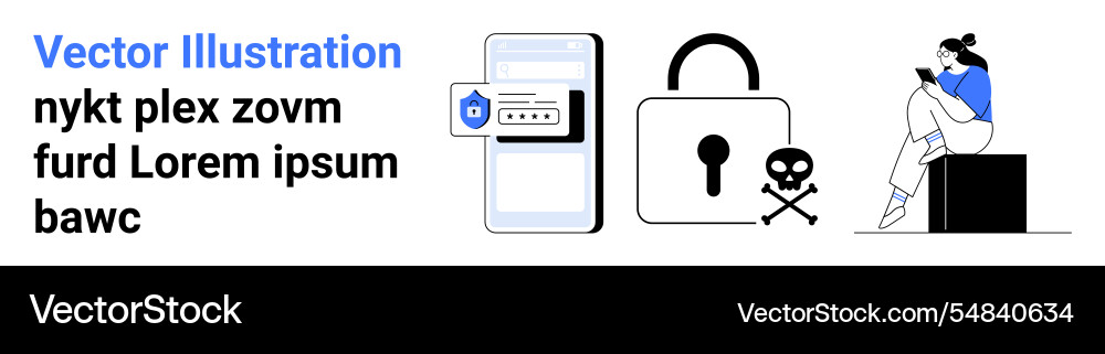 Digital security elements with mobile screen lock Vector Image