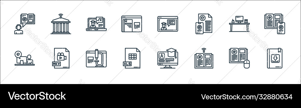 Elearning line icons linear set quality Elearning line icons linear set quality vector image
