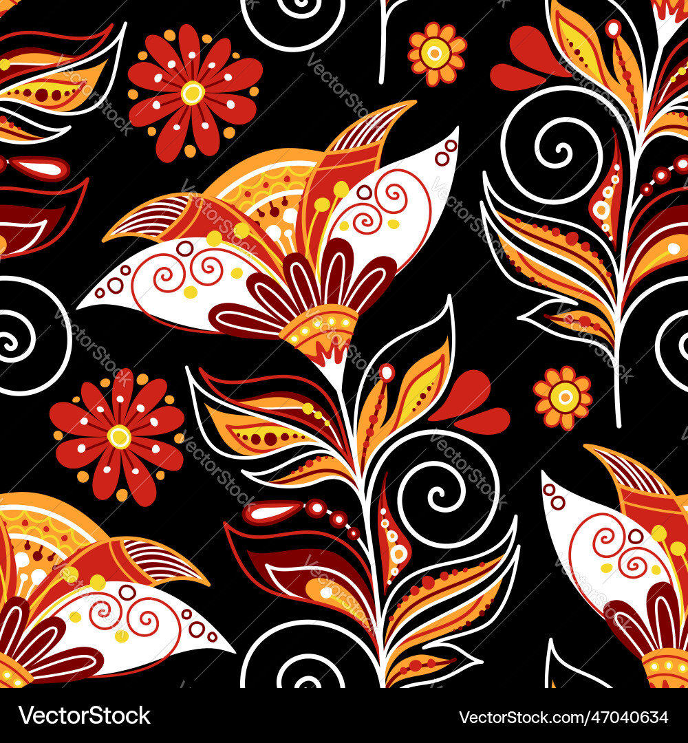 Folkloric seamless pattern with paisley flower Folkloric seamless pattern with paisley flower vector image