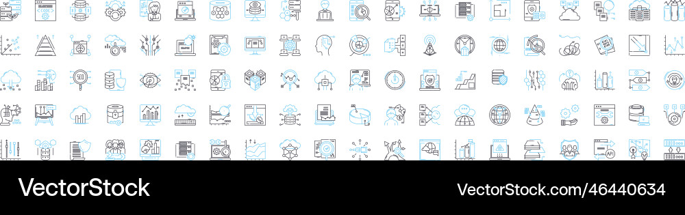 Network data line icons set networking Network data line icons set networking vector image