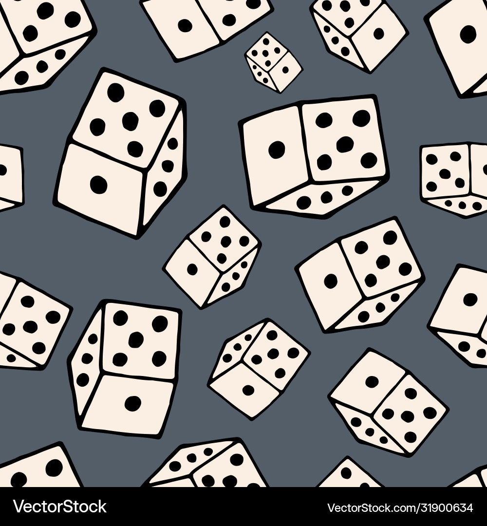 Seamless pattern dice cube on gray background Seamless pattern dice cube on gray background vector image