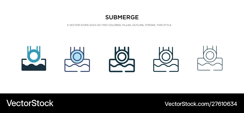 Submerge icon in different style two colored Submerge icon in different style two colored Vector Image