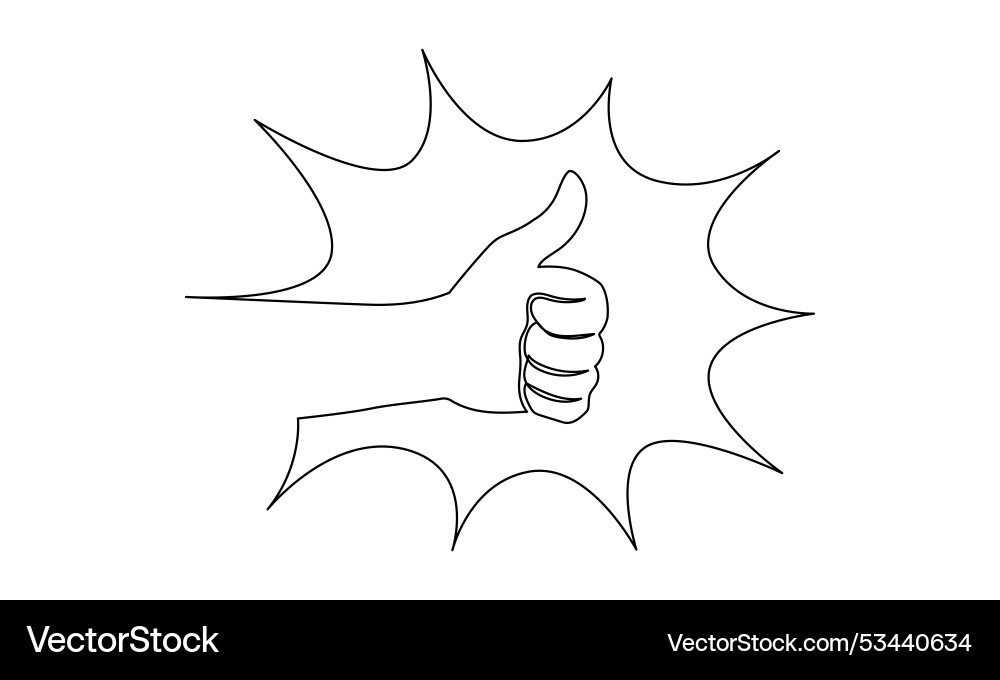 Thumb up in one continuous line drawing hand Thumb up in one continuous line drawing hand vector image