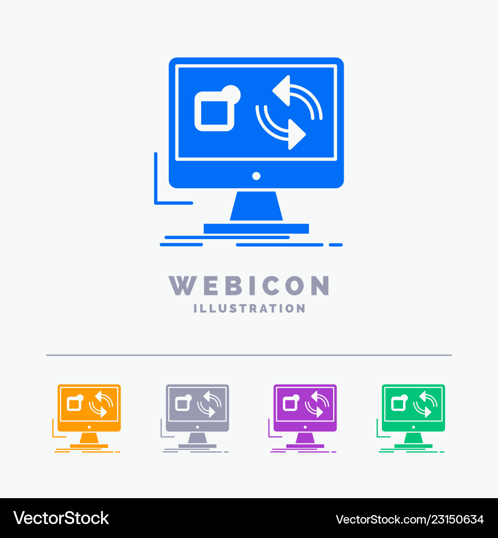 Update app application install sync 5 color glyph Update app application install sync 5 color glyph vector image