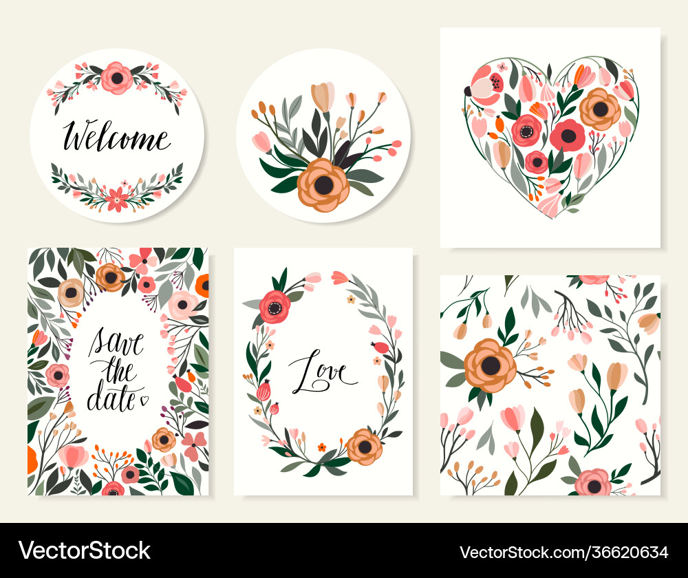 Wedding cards collection Wedding cards collection Vector Image