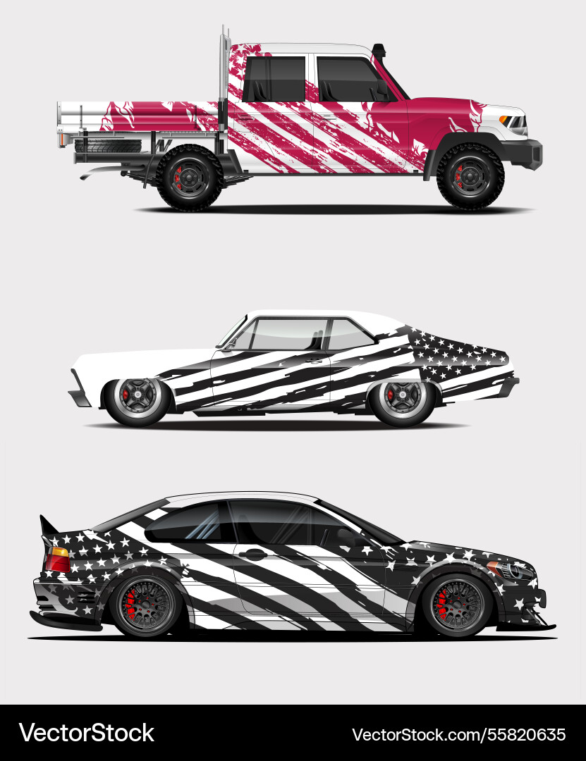 American Flag Car Vinyl Wrap vector image