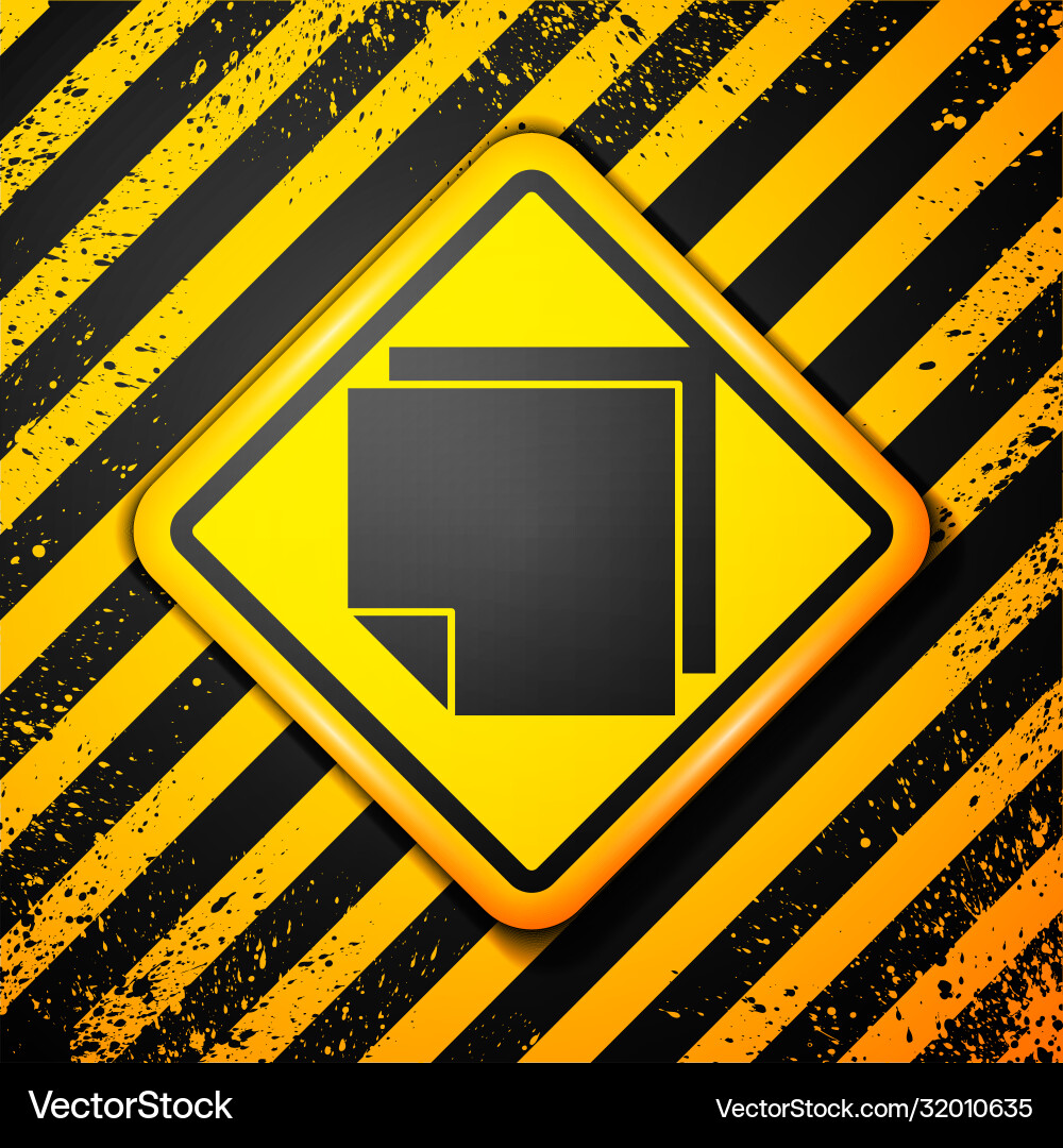 Black post note stickers icon isolated on yellow Black post note stickers icon isolated on yellow vector image