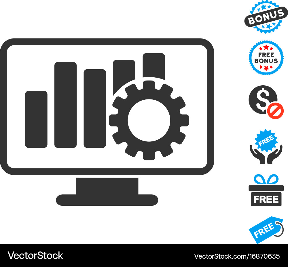 Chart configure display icon with free bonus Vector Image