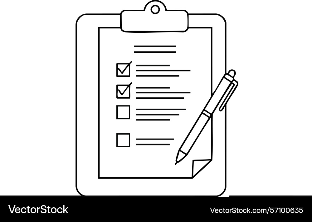 Checklist clipboard with pen and boxes for tasks vector image