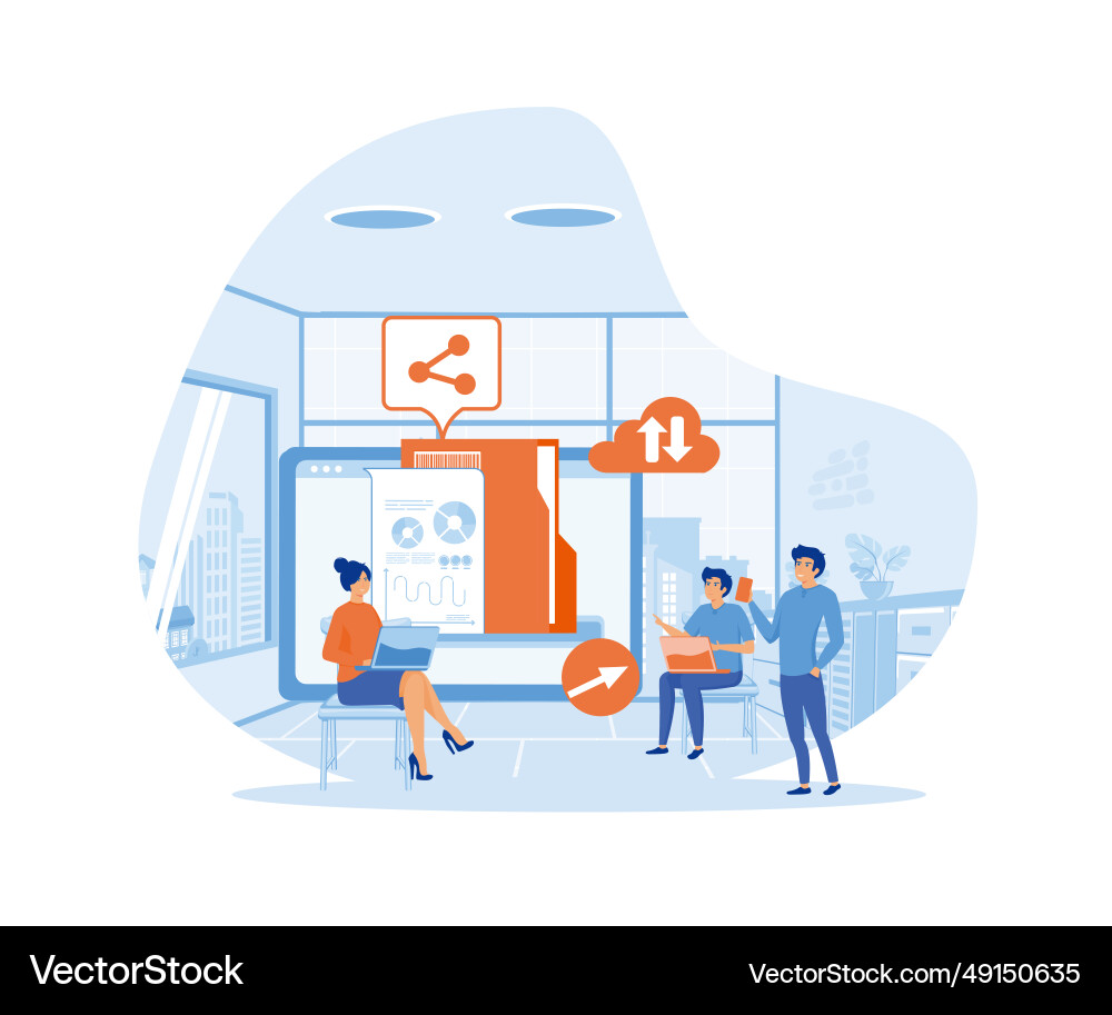Concept of sharing file data transfer Concept of sharing file data transfer vector image