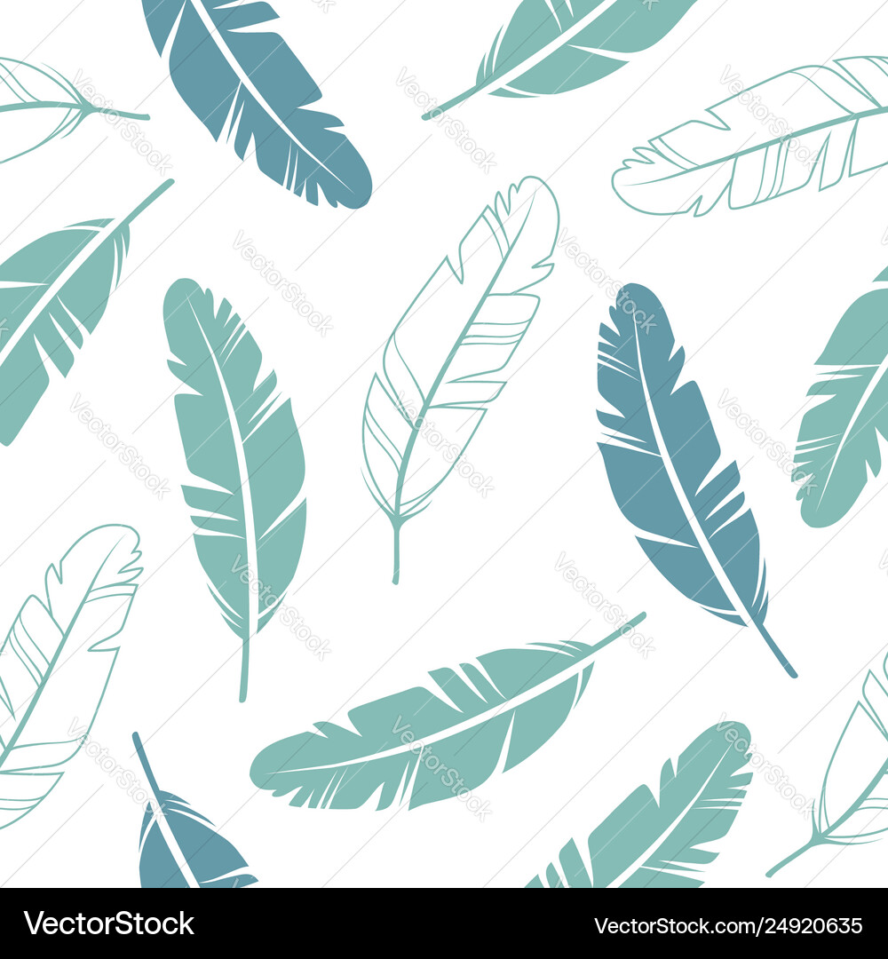 Feather Seamless Pattern - Pastel Vector Image