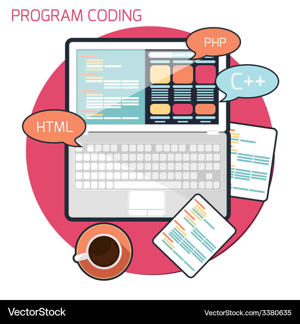 Flat design concept of program coding vector image