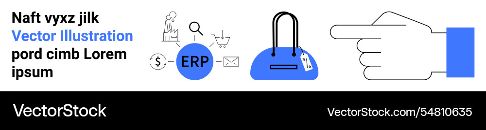 Hand pointing towards icons of e-commerce elements Vector Image