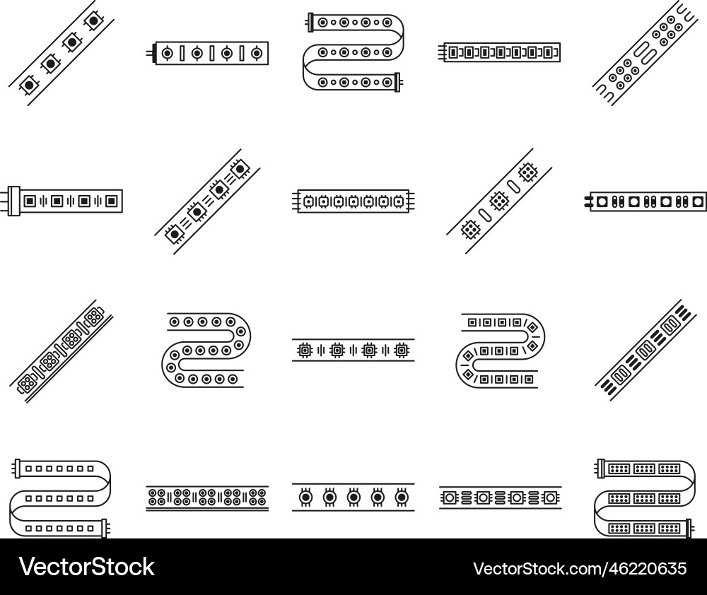 LED Light Strip Icons Royalty Free Vector Image