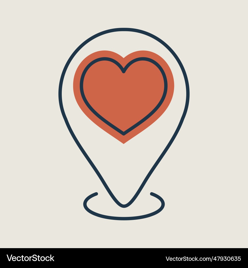 Map pointer with heart icon vector image