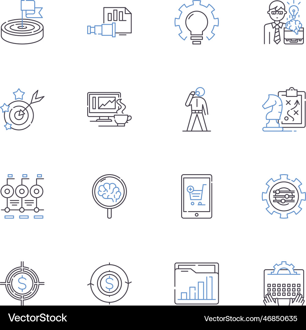 Paradigm and model line icons collection shift Paradigm and model line icons collection shift vector image