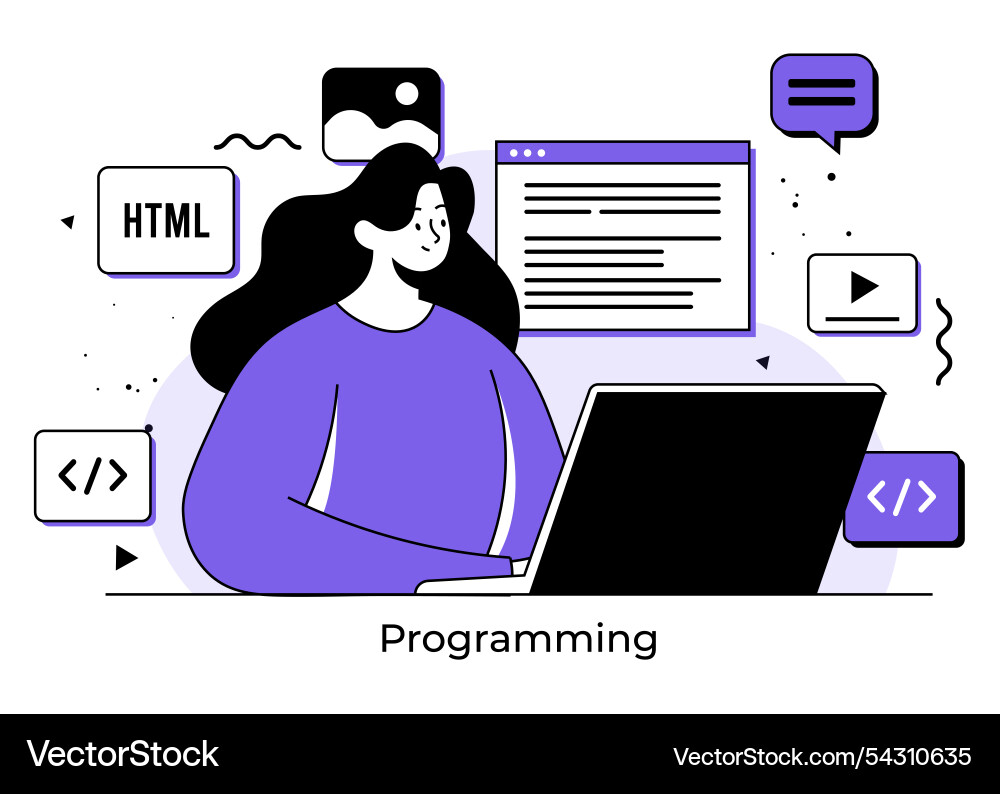 Programmierung und Codierung flach Programmierung und Codierung flach vektorbild