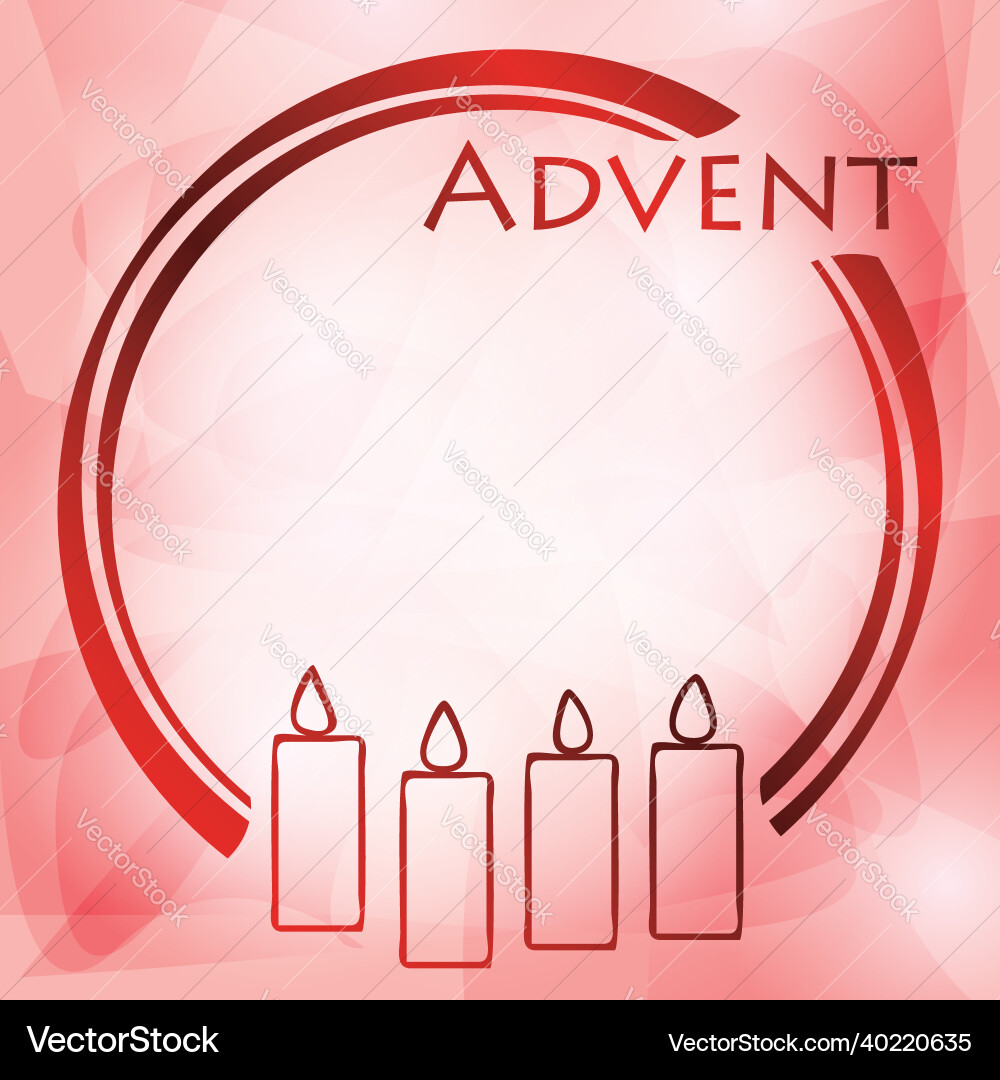 Red frame with advent candles on abstract rosy Red frame with advent candles on abstract rosy vector image