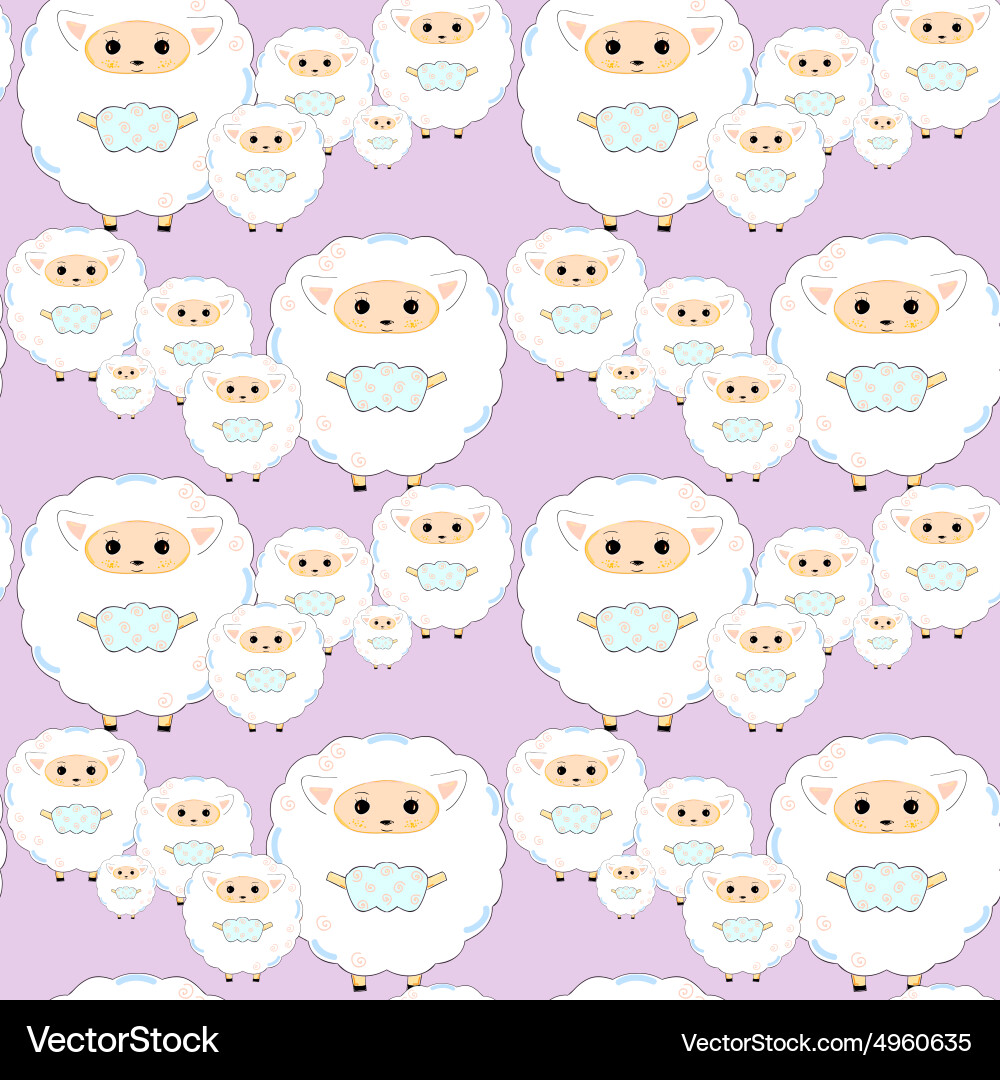 Seamless sheep pattern vector image