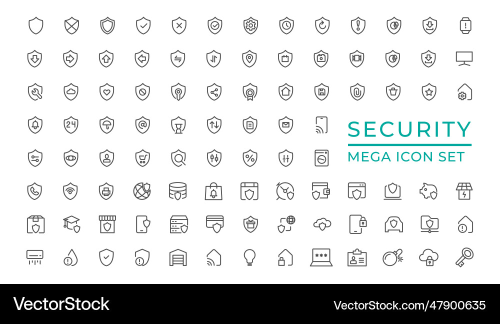 Security set of web icons in line style cyber Security set of web icons in line style cyber vector image