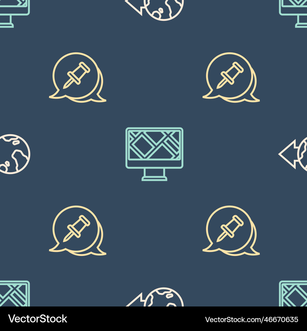 Set line location on the globe push pin Set line location on the globe push pin vector image
