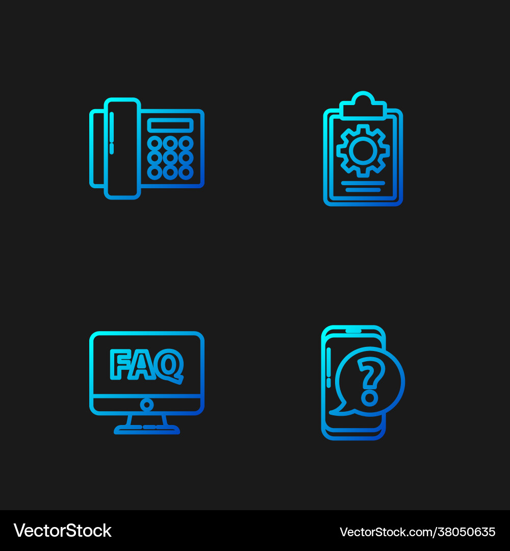 Set line mobile phone with question computer Set line mobile phone with question computer vector image