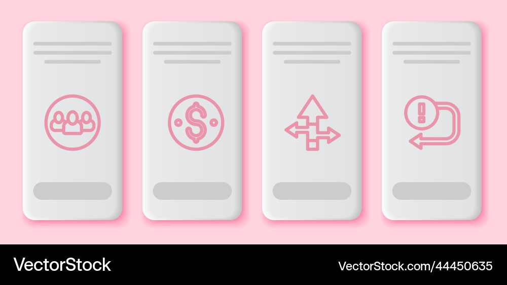 Set line project team base dollar symbol arrow Set line project team base dollar symbol arrow vector image