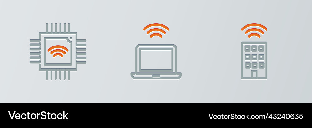 Set line smart home with wireless processor Set line smart home with wireless processor vector image