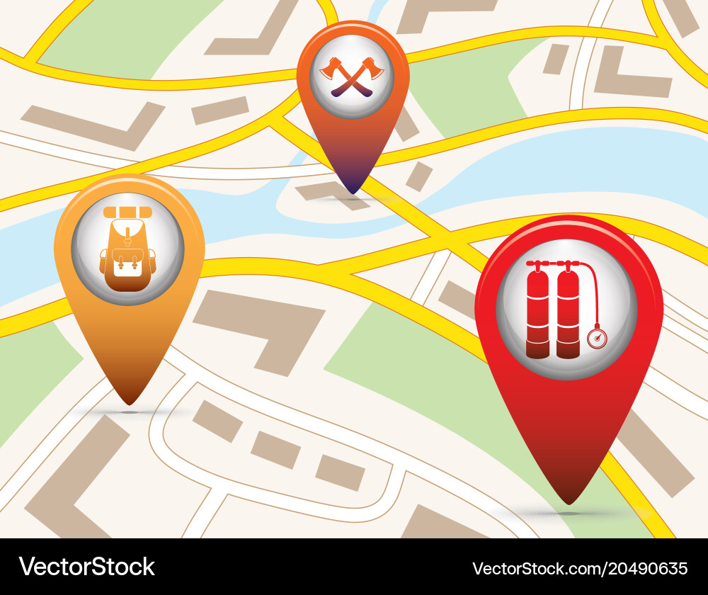 Set of tourism service map pointers vector image