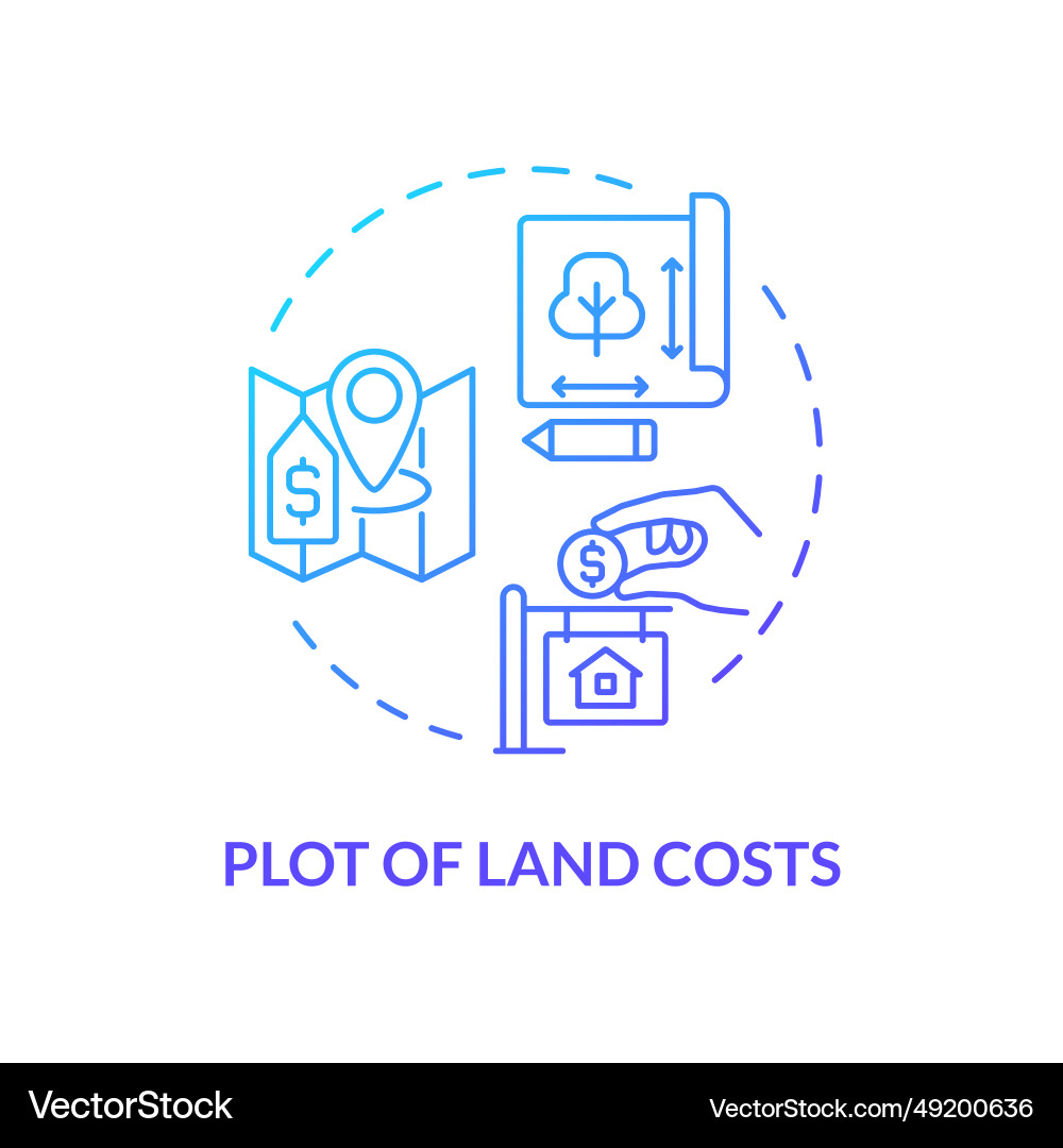 2d thin line gradient icon plot of land costs 2d thin line gradient icon plot of land costs vector image