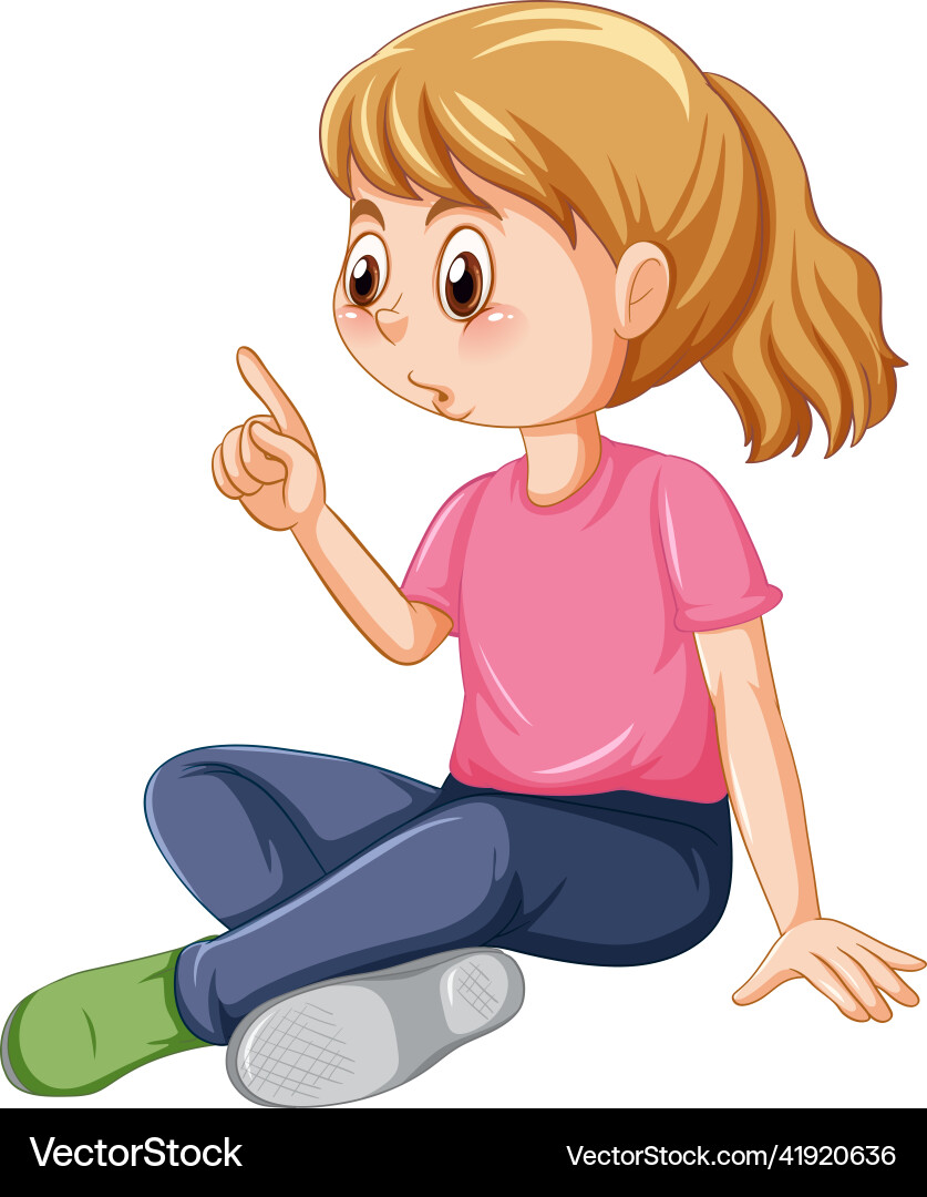 A happy girl sitting on white background A happy girl sitting on white background vector image