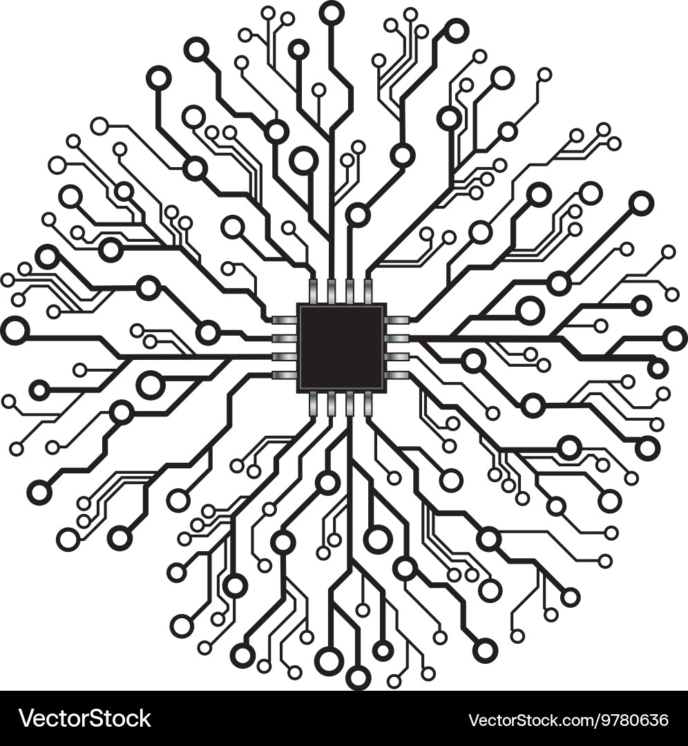 Circuit board abstract background with chip Vector Image