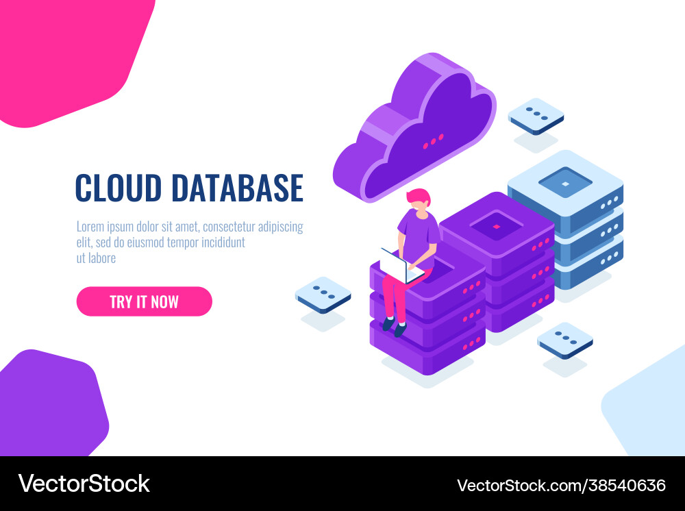 Cloud computer technology storage and processing Cloud computer technology storage and processing vector image