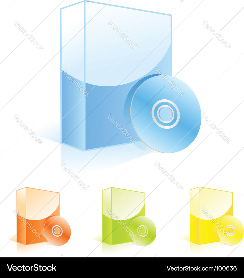 Colorful Software Packaging with CD Disks vector image