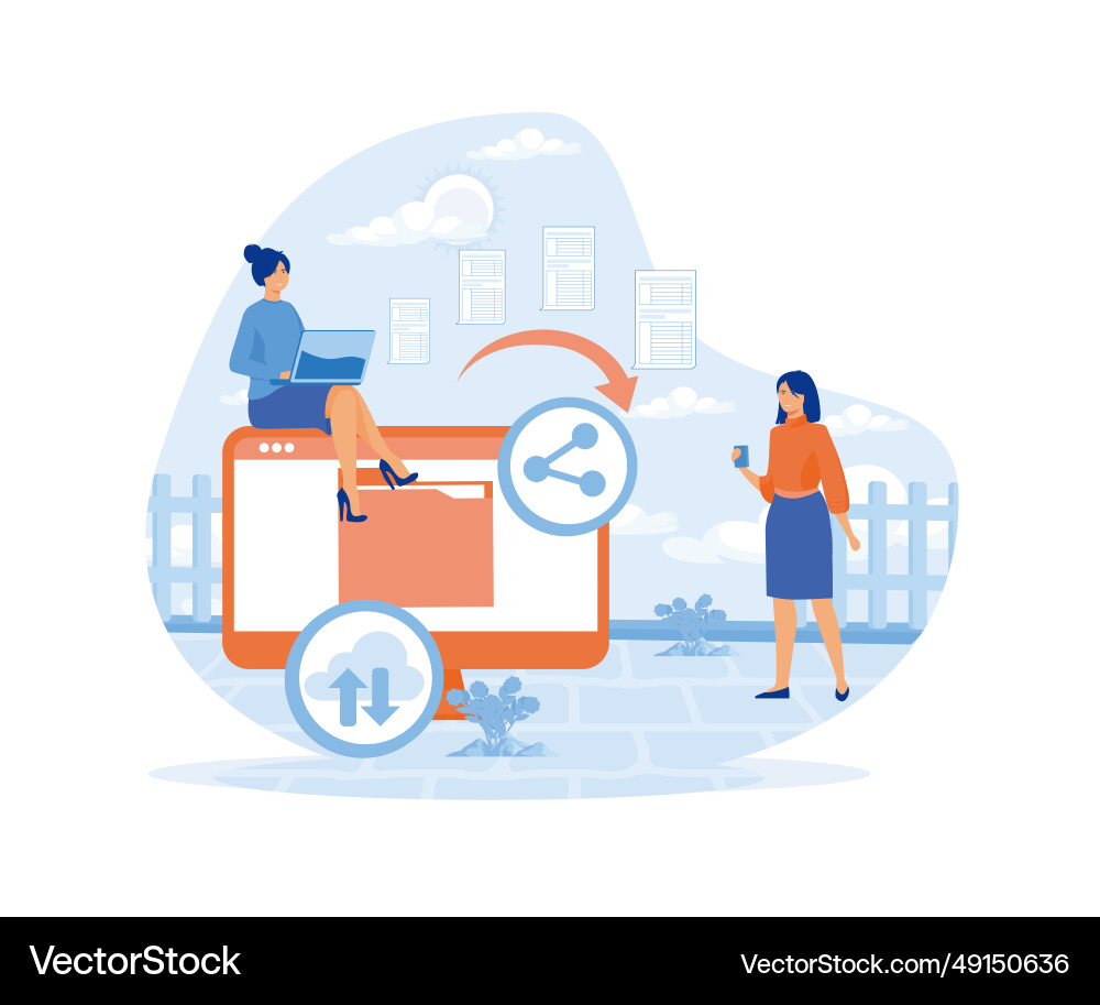 Concept of sharing file data transfer Vector Image