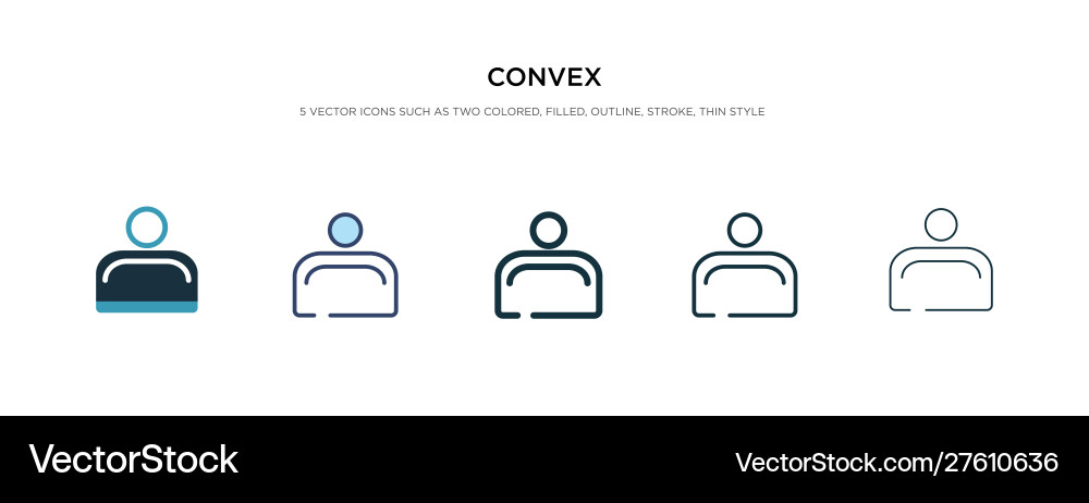 Convex icon in different style two colored Vector Image