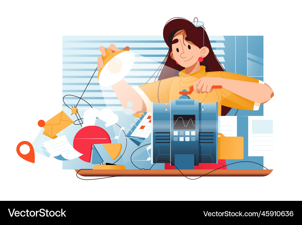Data filtering character organize information Data filtering character organize information vector image