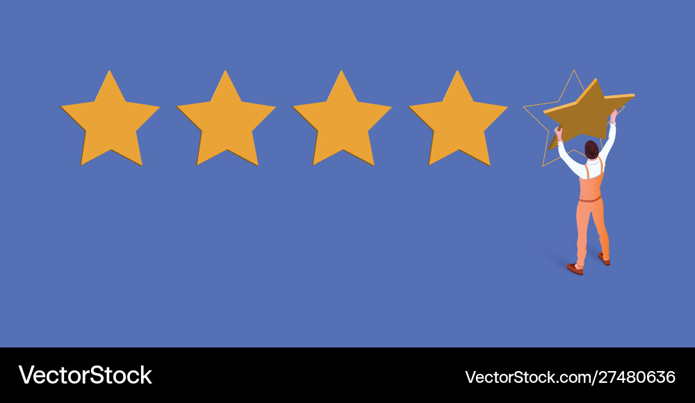 Five star rating isometric Five star rating isometric vector image