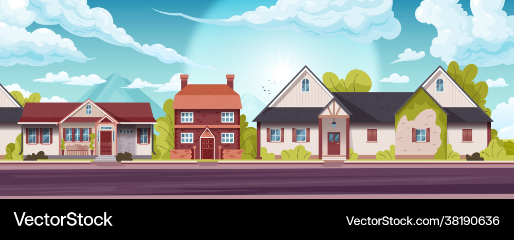 Horizontal suburban house Horizontal suburban house vector image