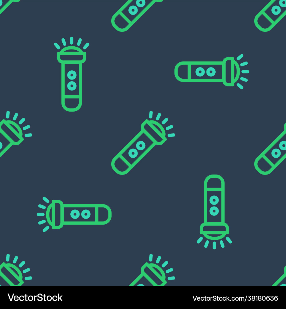 Line flashlight icon isolated seamless pattern Vector Image