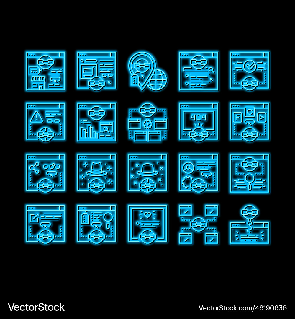Link building and optimization neon glow icon vector image
