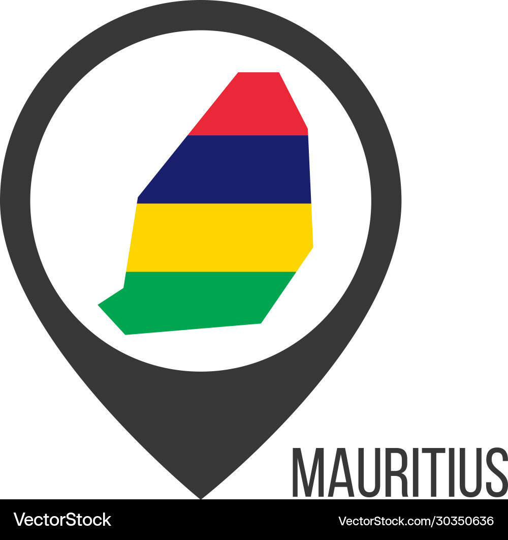 Map pointers with contry mauritius flag Map pointers with contry mauritius flag vector image